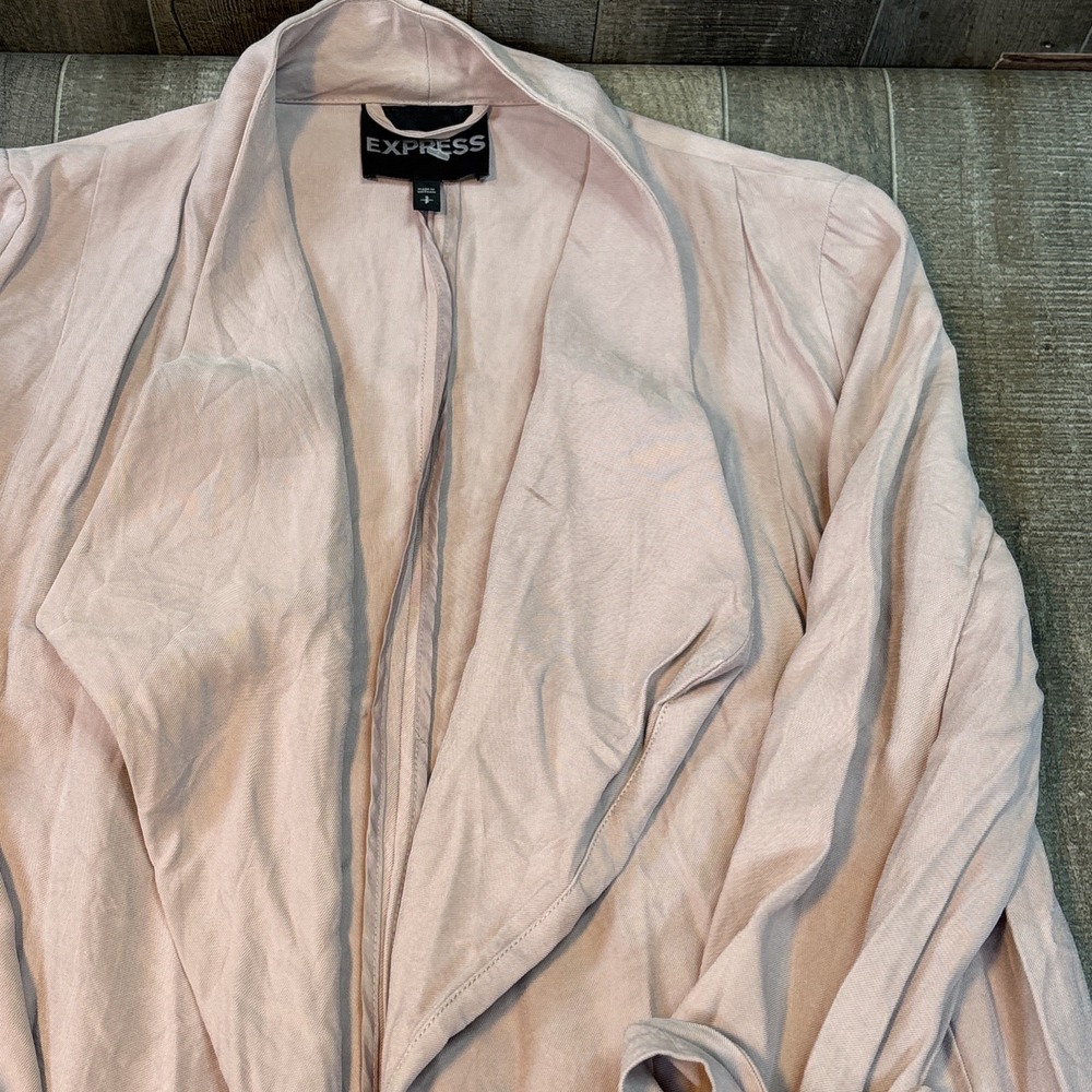 Express Women's Trench Coat Drape‎ Front Jacket Size Small Petite Blush Pink